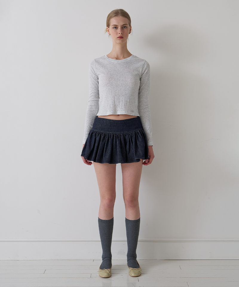 PIV'VEE Punching Long Sleeve T-shirt - Snow Gray
