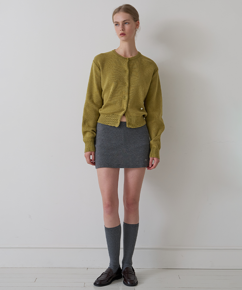 Piv'vee Round Neck Knit Cardigan - Pale Green