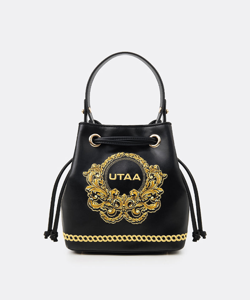 UTAA Women's Crest Golden Emblem Bucket Bag - Black