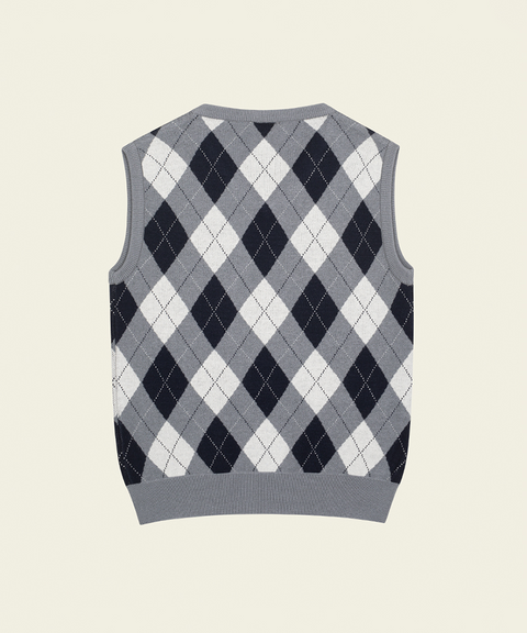 FORDI Argyle Knit Vest - Grey