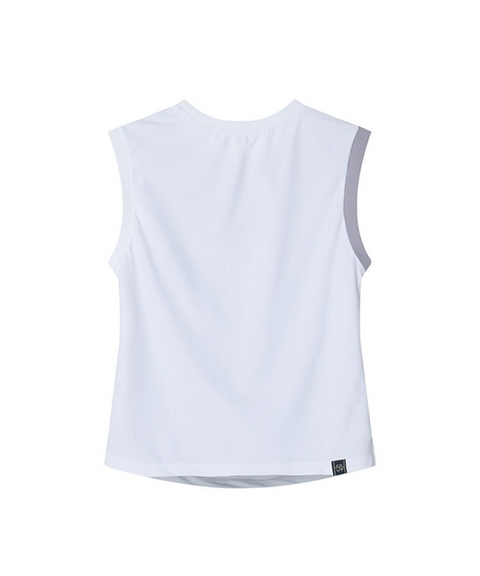 POSHERD Color Block Cool Shirring Sleeveless - Light Grey
