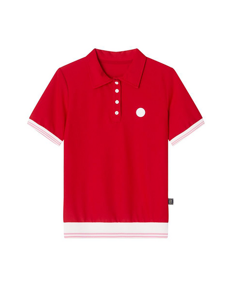 POSHERD Cooling Mesh Button Pique Top - Red
