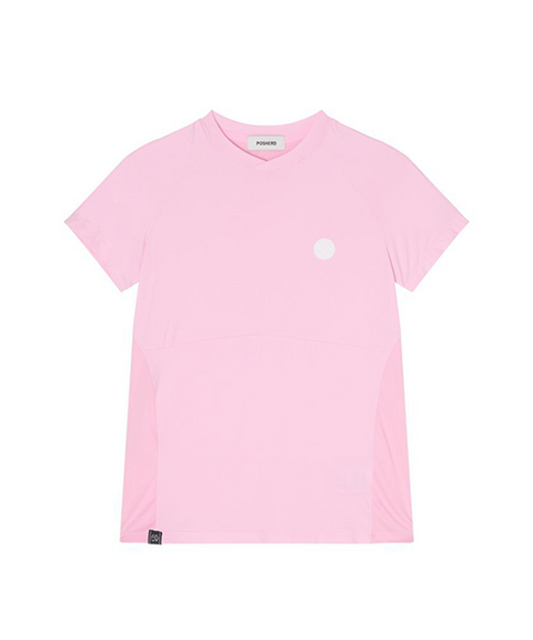 POSHERD Light Cool Mesh Functional Short Sleeve Top - Light Pink