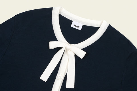 FORDI Ribbon Knit Cardigan - Navy