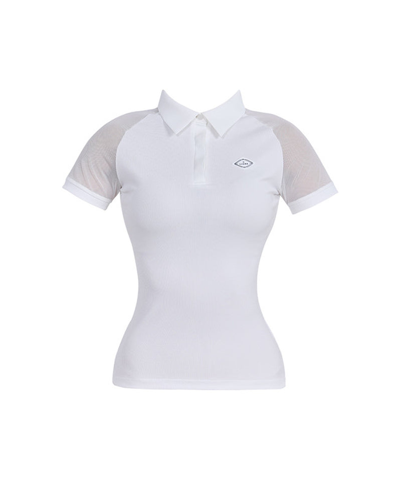 J.Jane Mesh Sleeve Raglan T-Shirt - White