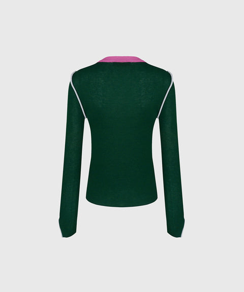 KANDINI Color Block Linen Knit - Green