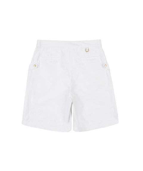 Haley Women's Tee Pocket Midi Shorts - White