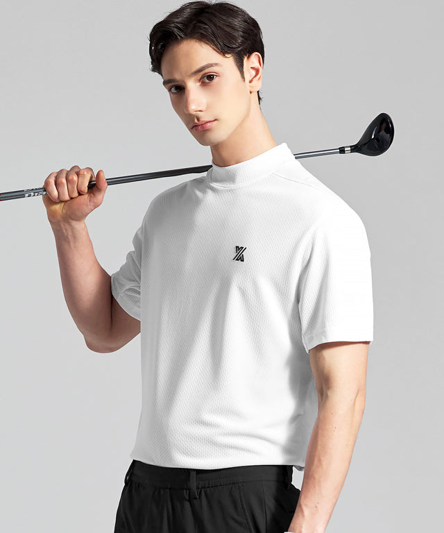 [Warehouse Sale] XEXYMIX Men's Golf  Mock Neck Technical Short Sleeve - 4 Colors