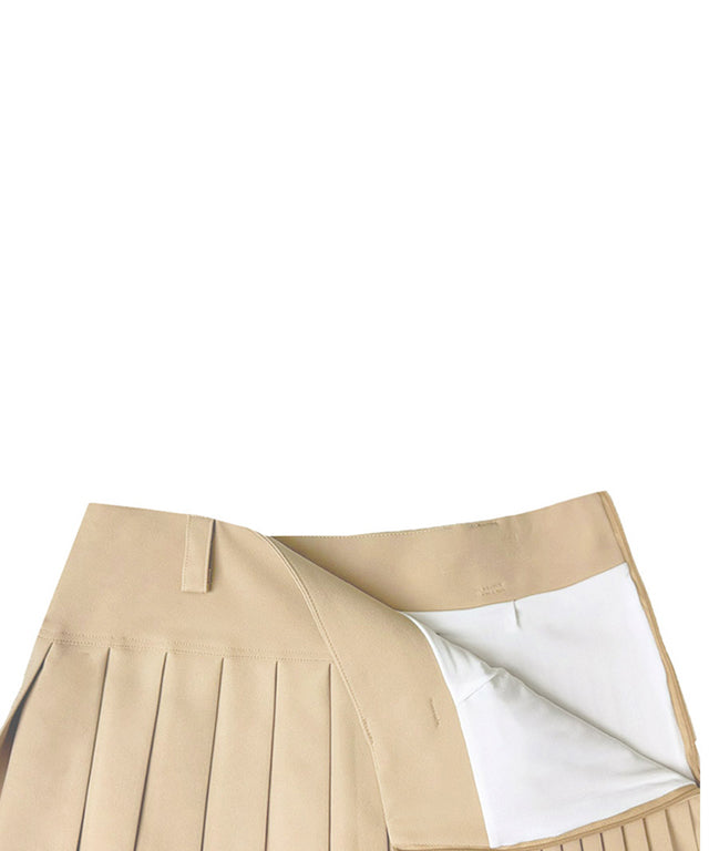 MAGIA Double Line Pleated Golf Skirt - Beige