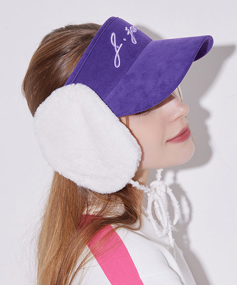 J.Jane 2way Fur Ear Flap Suncap - Purple