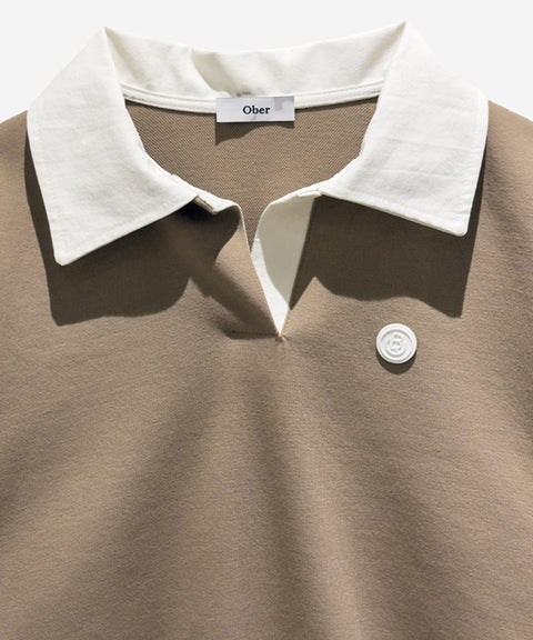 OBER Golf Layered Collar Sweatshirt - Beige