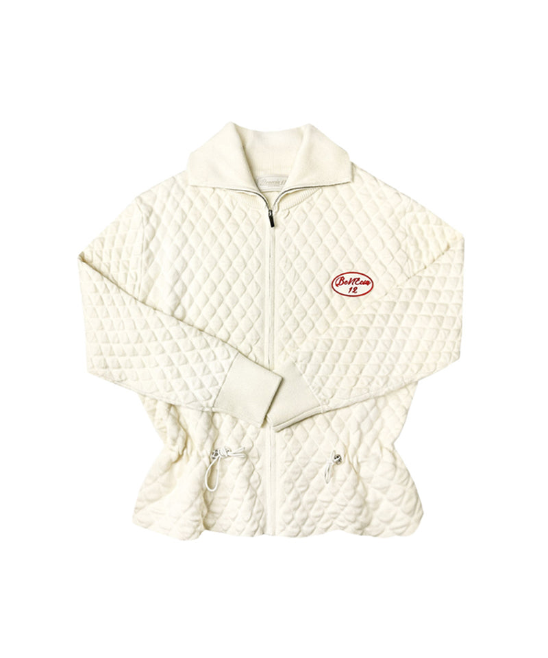 BENECIA 12 Diamond Embossed Knit Zip-Up - Ivory
