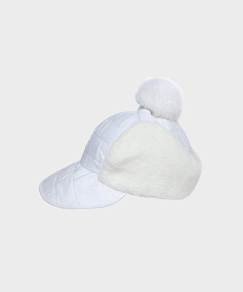 WideAngle: Co Quilted Modified Earflap Cap L - Off-White