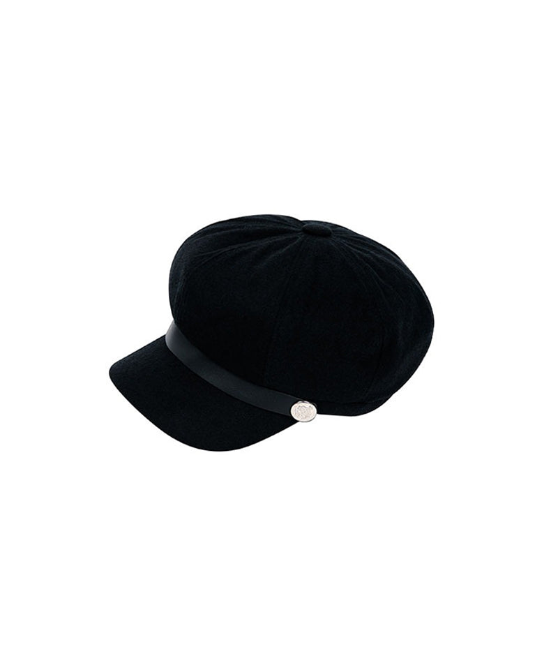 CREVE NINE: Leather Rope Marine Cap - Black