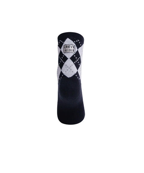 CREVE NINE: Argyle Middle Socks - White