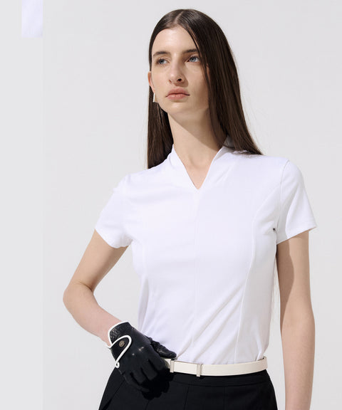 Anell Golf Easy Shawl Collar Top - White
