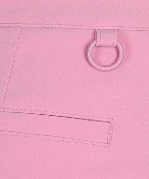 CREVE NINE: Logo Color Combination Point Pleated Skirt - Pink