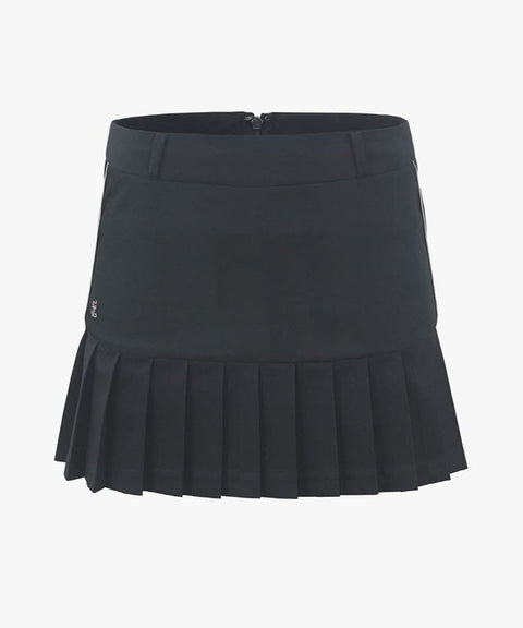 [Warehouse Sale]  FAIRLIAR Hem Half Pleated Skirt - Black