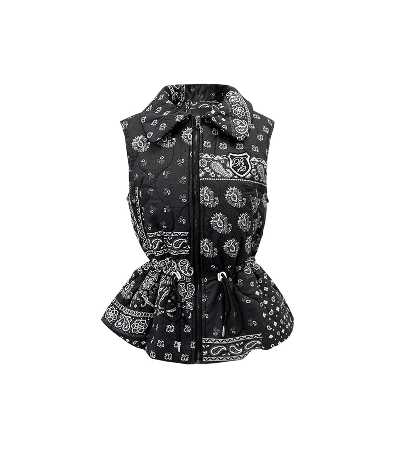 BENECIA 12 Bandana Quilted Vest - Black