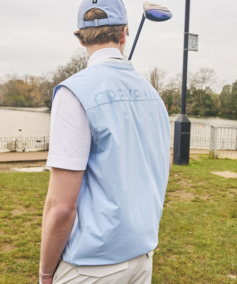 CREVE NINE: Men's Drop Shoulder String Woven Vest - S/Blue
