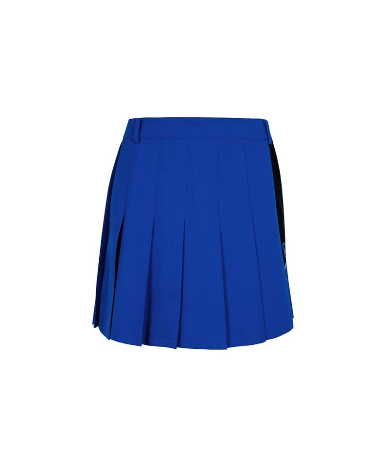 [Warehouse Sale] CREVE NINE: Color Combination Swing Pleated Skirt - Royal Blue