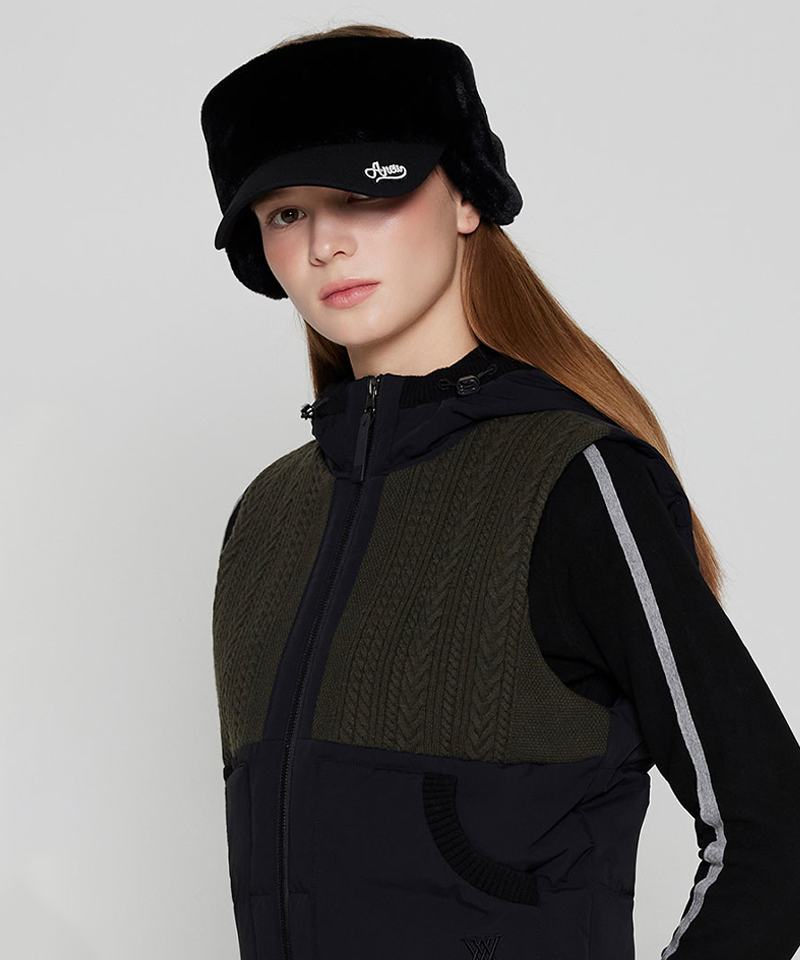 Women's Fur Visor - Black