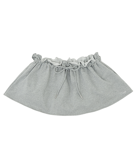 PIV'VEE Drawstring Ruffle Mini Skirt - Heather Grey