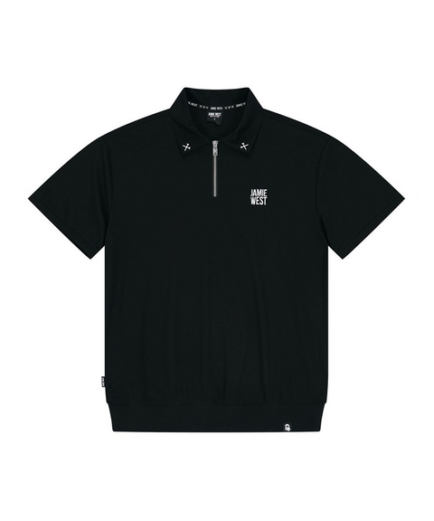 Jamie West Half Zip-up Jersey Collar Point P-Shirts - Black
