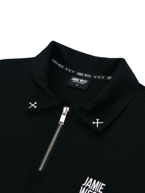 Jamie West Half Zip-up Jersey Collar Point P-Shirts - Black