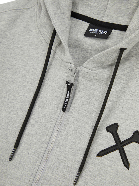 Jamie West Club Hoodie Applique Zip-up - Grey