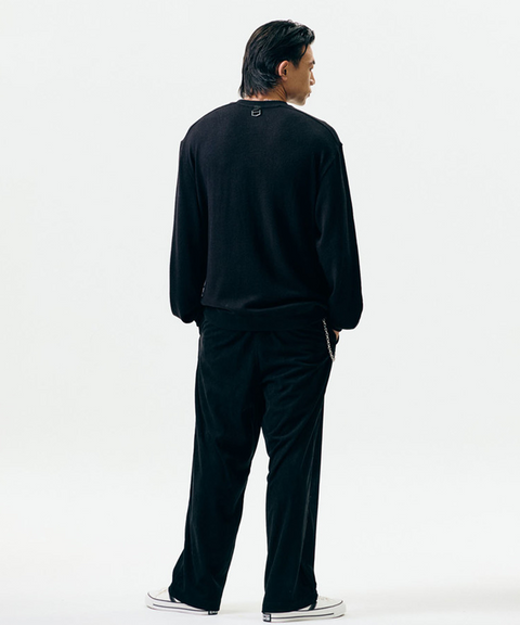 Jamie West Henley-Neck Pocket Knit MTM - Black