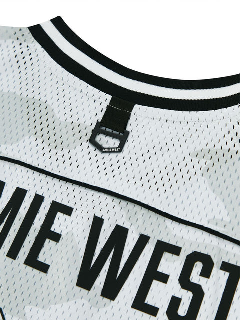 Jamie West No.99 Vneck Mesh Camo T-Shirts - White