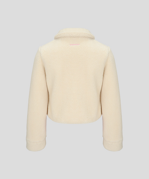 KANDINI Cropped Fleece Jacket - Light Beige