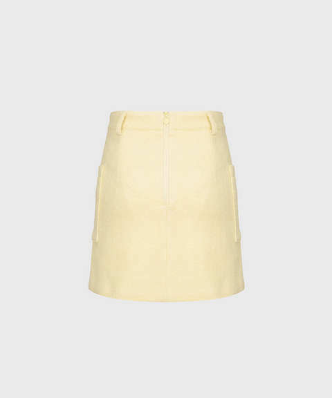 KANDINI Wool Touch Pocket Skirt - Lemon