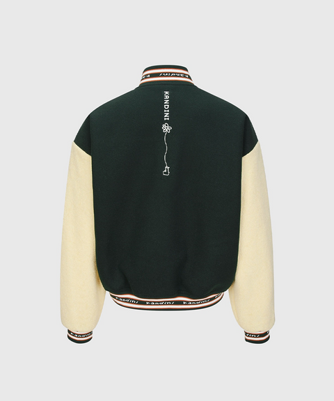 KANDINI  Wool Touch Varsity Jacket - Dark Green