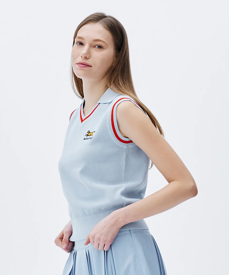 MCC Women's Collar Knit Vest - Sky Blue