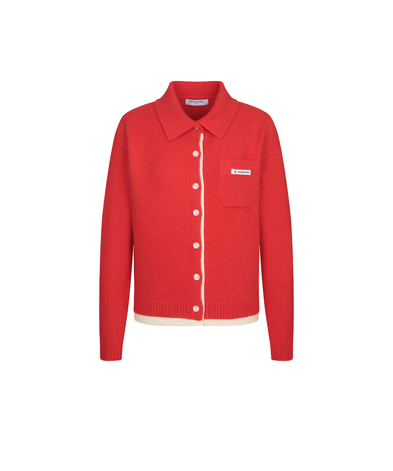 Monday Flow Button-Up Knit Cardigan - Red