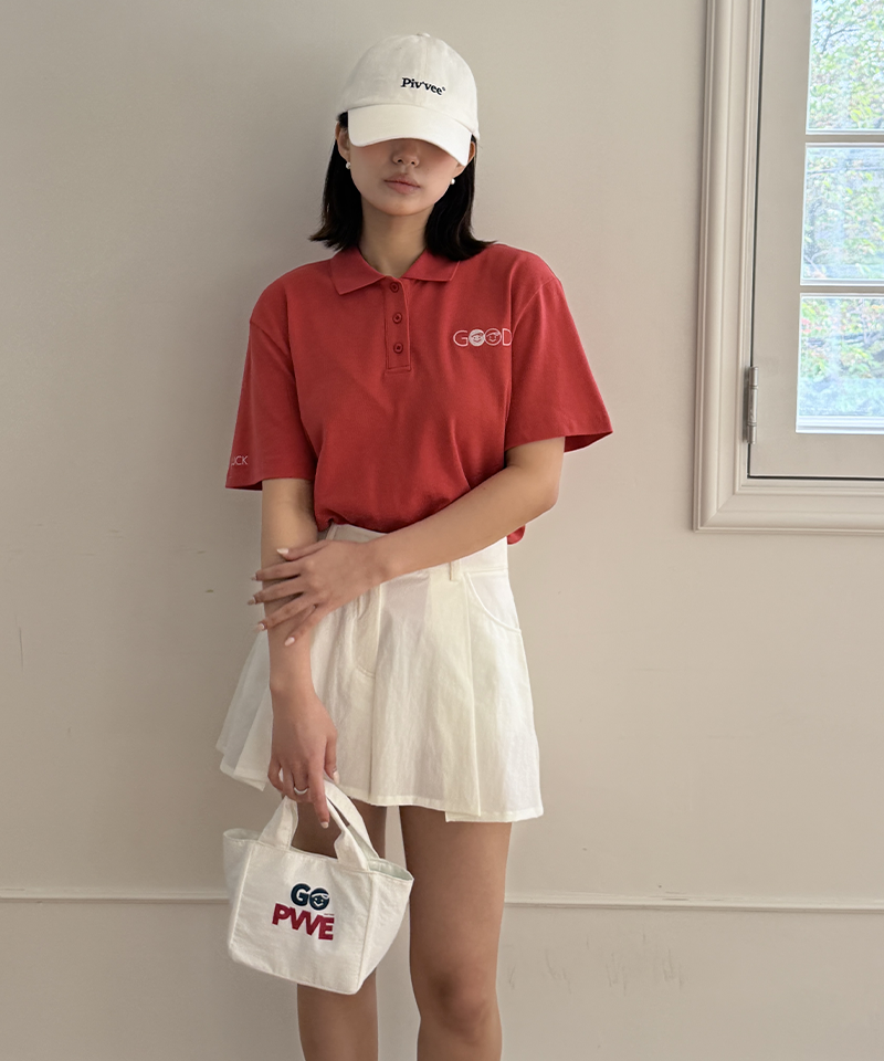 PIV'VEE Club Embroidery PK Shirt - Orange Red