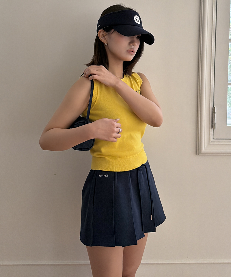PIV'VEE Giant Smiley Sleeveless Knit Top - Sunny Yellow
