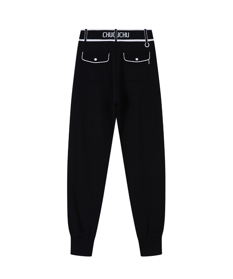 Piping Banding Jogger Pants - Black