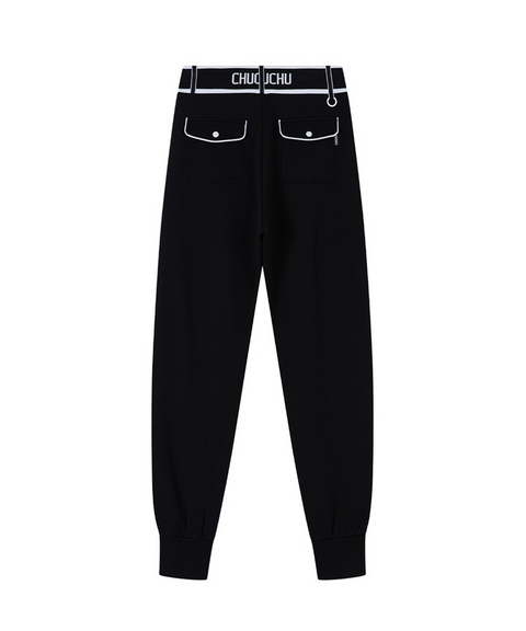 Piping Banding Jogger Pants - Black