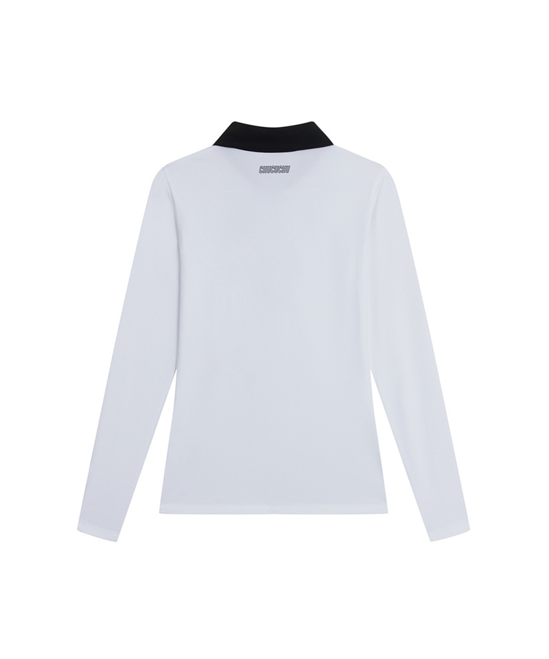 Ribbon Zip-Up Collar T-Shirt - 2 Colors