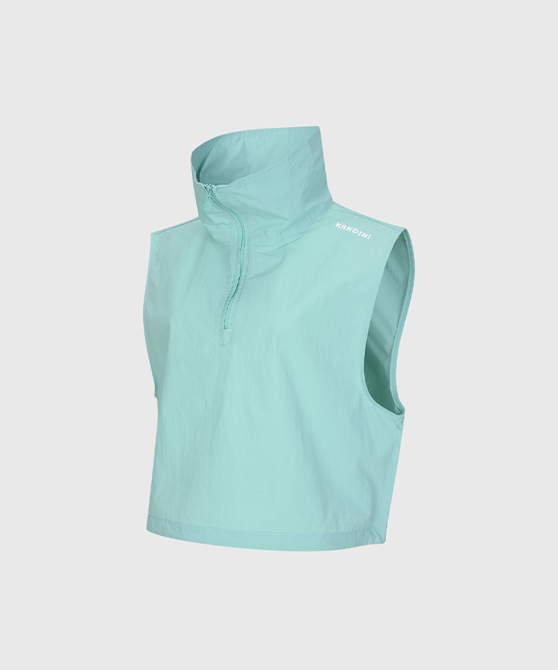 KANDINI Wind Half-Zip Crop Vest - Mint