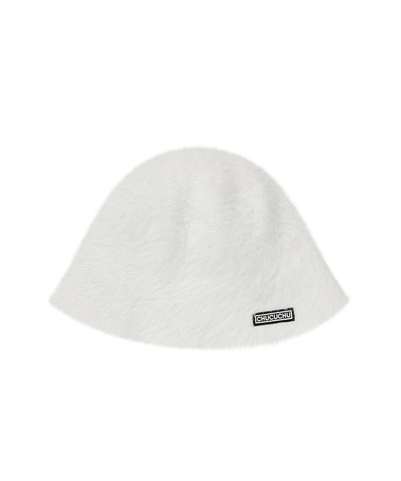 CHUCUCHU Angora Bucket Hat - White