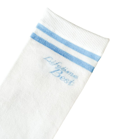 POSHERD Labe Pile Cushion Knee Socks - White