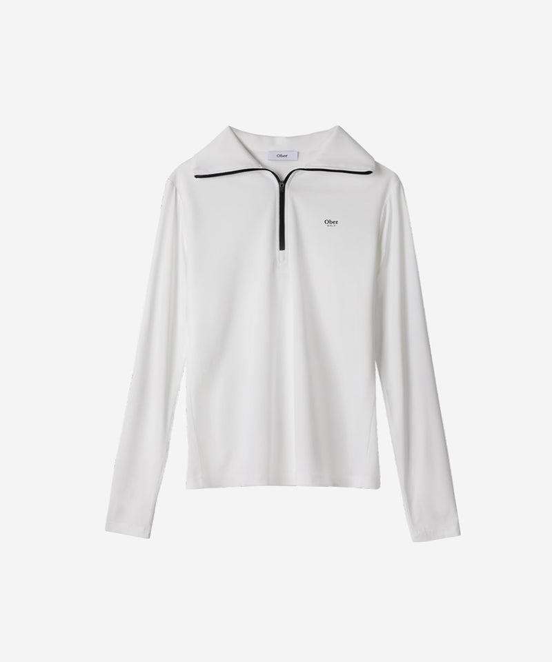 OBER Golf Cooling Combination Half Zip-Up T-Shirt - White