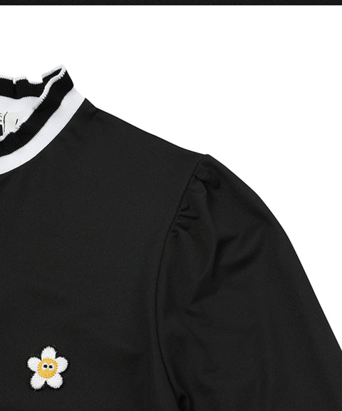 MACKY Golf: Daisy Puff Frill T-Shirt - Black