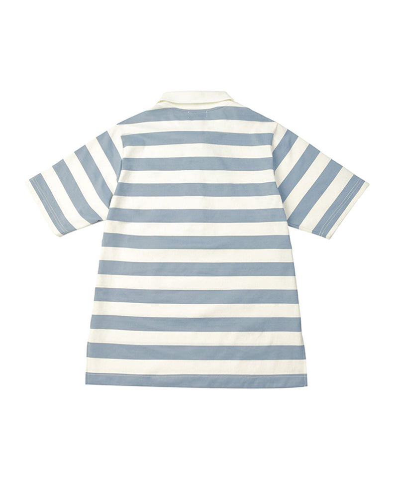 [Warehouse Sale] LENUCU Striped Collar T-Shirt - Sky Blue