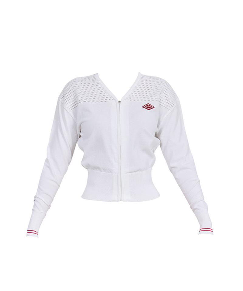 J.Jane Summer V- Neck Punching Cardigan - White