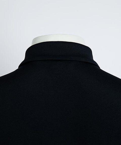 CREVE NINE: Volume Logo Button Up Polo - Black